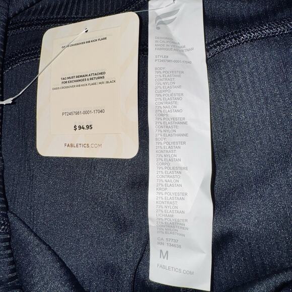 NEW Fabletics Oasis Crossover Rib Kick Flare Leggings Black Medium High Waist - Picture 7 of 8